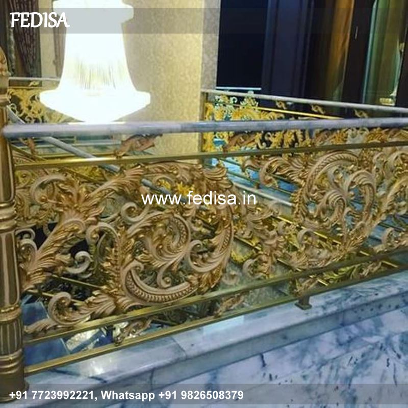 Luxury Modern Stair Railings Interior Middle Stairs House Design Floral Grill Design