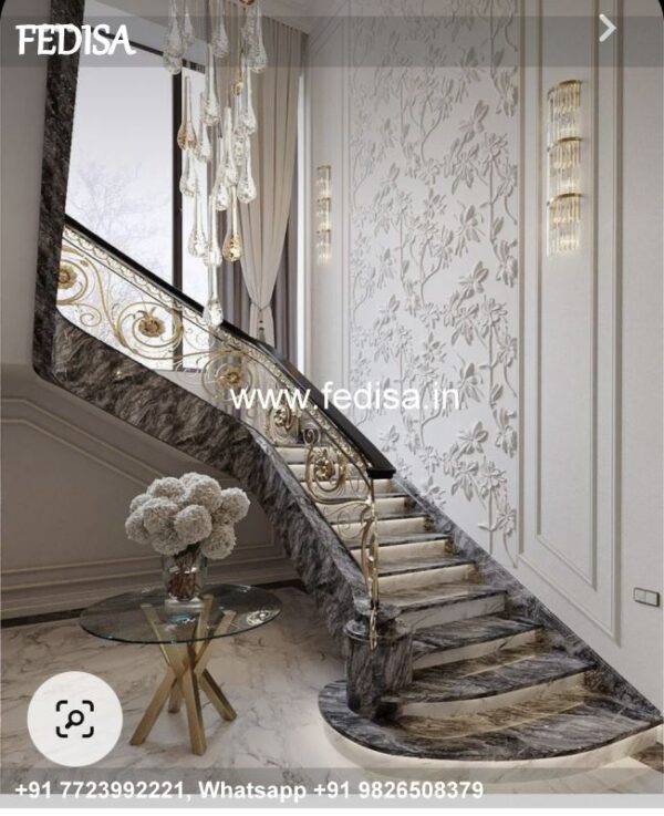 Luxury Front Entrance Stairway Sidhi Ka Tiles Design Frank Lloyd Wright Railing