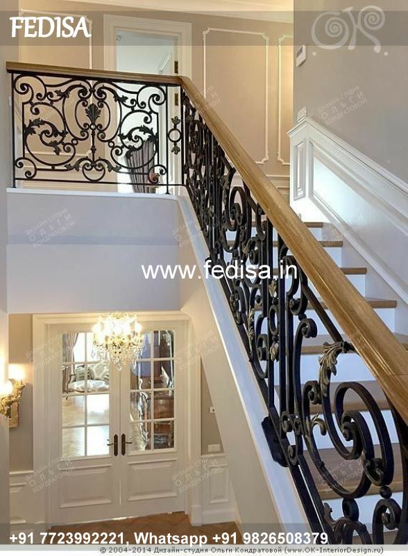 Classic Cabinet Under Stairs Design Steps Side Glass Design Geometric Grill Design