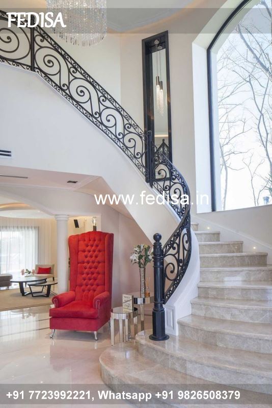 Classic Modern Metal Stair Railing Concrete Cantilever Staircase Glass Ladder Design