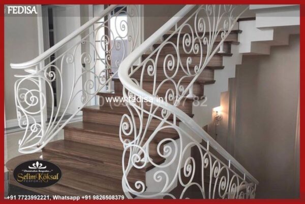 Classic Stairs For Small House Double L Shaped Staircase Design Grill Balcony Railing Design