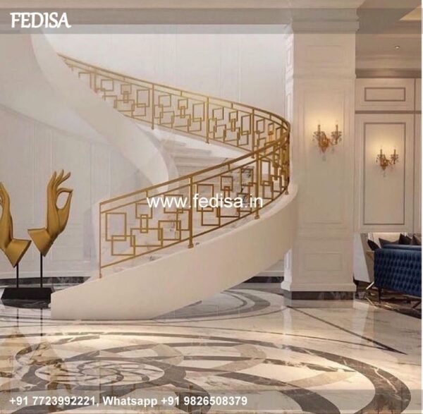 Classic Simple Iron Grill Design For Stairs Limited Space Small Space Stairs Design Hall Grill Gate Design