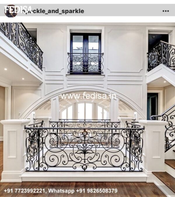 Classic Iron Grill Design For Stairs Decorating Around A Spiral Staircase Home Window Steel Grill Design