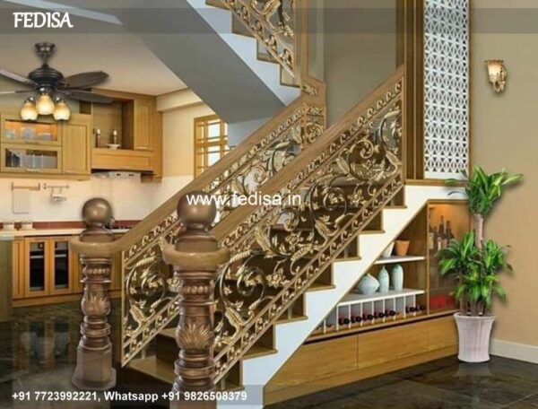 Luxury Modern Wooden Stairs Design Indoor Staircase Side Steel Design House Roof Grill Design