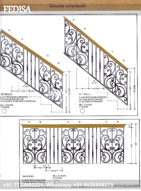 Luxury Inner Staircase Design Front Railing Design Iron Step Railing Design