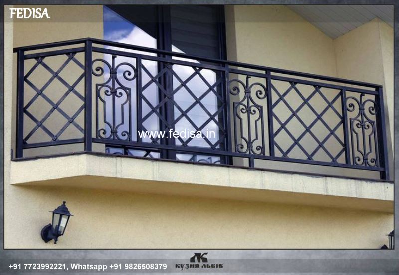 Luxury Staircase Structural Design Square Pipe Railing Design For Balcony Khidki Steel Design