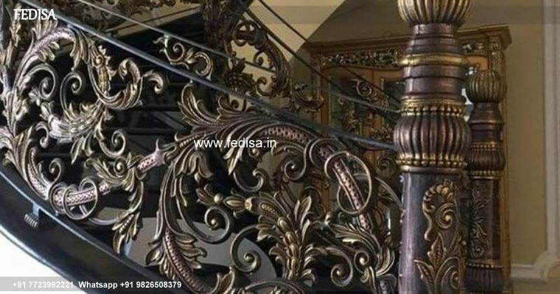 Classic Stairs Design Outside Home Front Railing Design Steel Main Door Sliding Grill Design