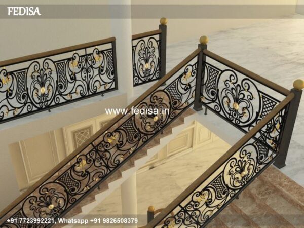 Luxury Concrete Stairs Design Steel Railing Gate Design Metal Pipe Railing