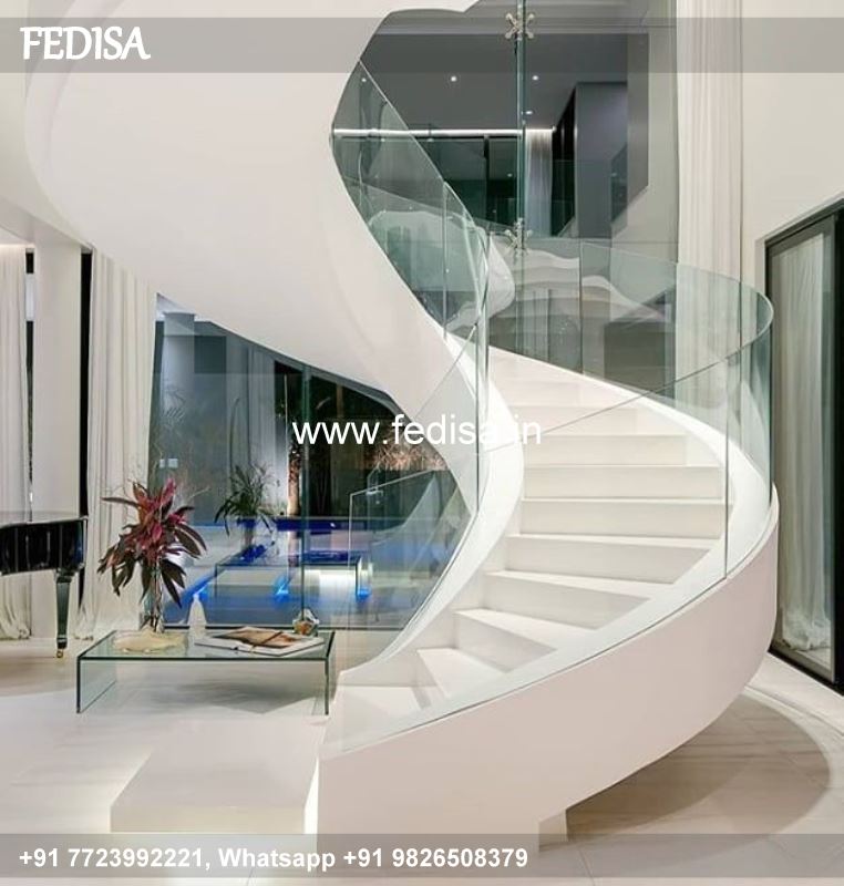 Classic Staircase Landing Design Top Railing Design Modern Glass Balcony Design