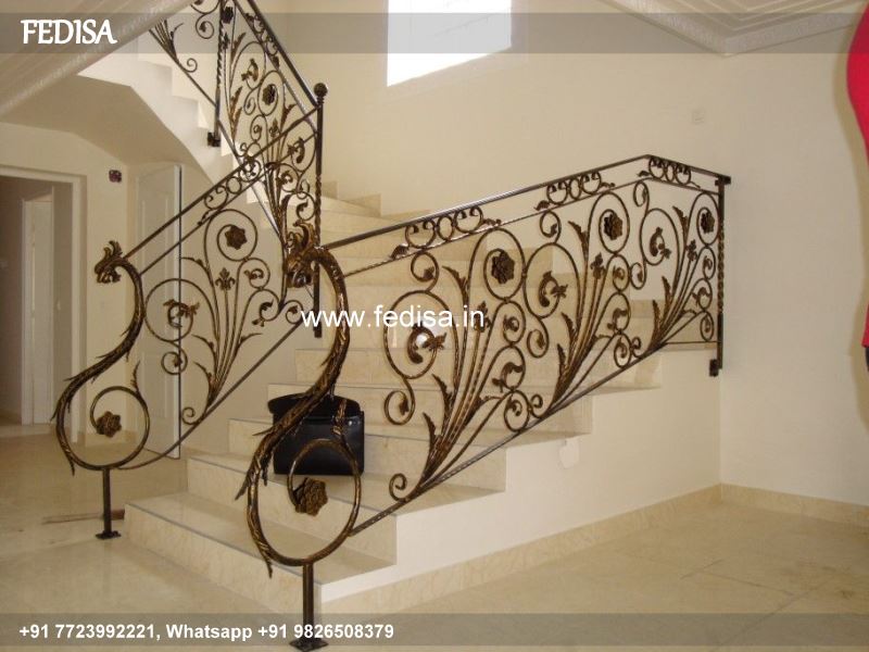 Luxury Iron Staircase For Terrace Lambs Tongue Handrail Modern Industrial Staircase