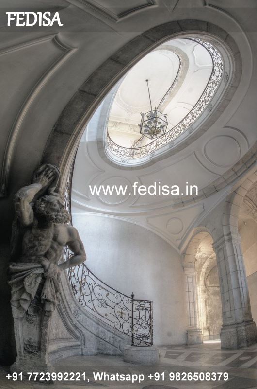 Classic Staircase Headroom Design Kanch Railing Design Round Glass Railing Design