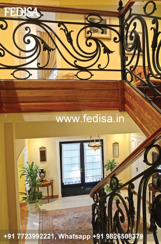 Classic Stair Grill Design In Wooden Glass Design For Steel Railing Round Grill Door Design