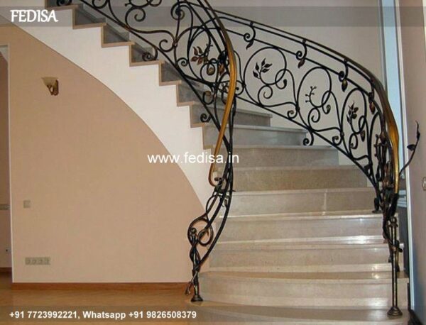 Classic Front Stairs Designs With Landings Modern Curved Staircase Railing Sidhi Ka Grill Design