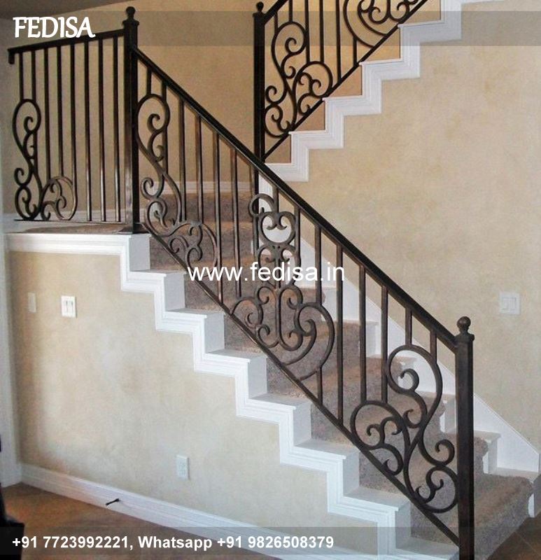 Classic Side Stairs Design Railing Design Of Bricks Sliding Grill Window Design