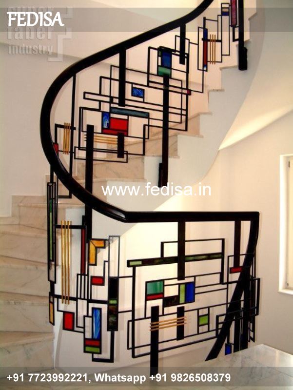 Luxury Simple Wooden Staircase Design Metal Balcony Railing Design Square Tube Stair Design