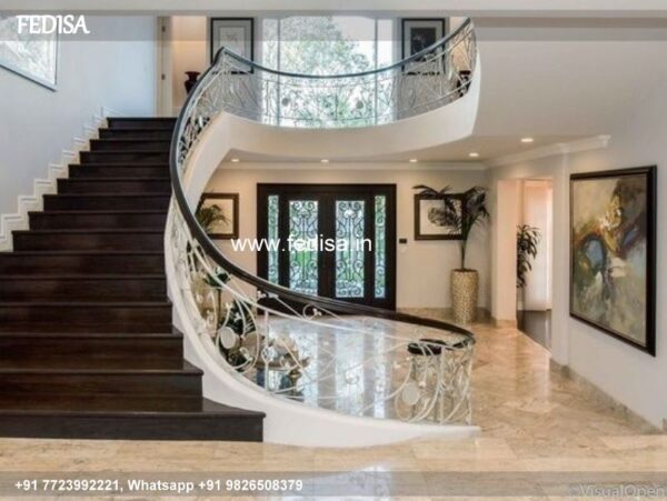 Luxury Granite Stairs Design Cast Iron Pipe Railing Stair Design Glass