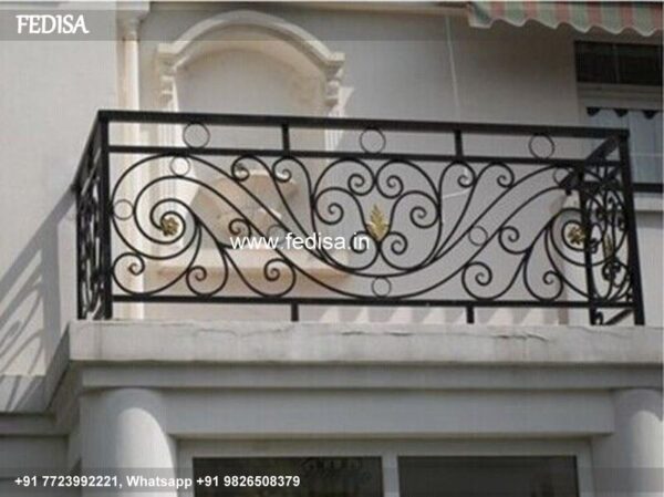 Classic Wood And Metal Staircase Design Home Grill Design For Balcony Wrought Iron Door Grills
