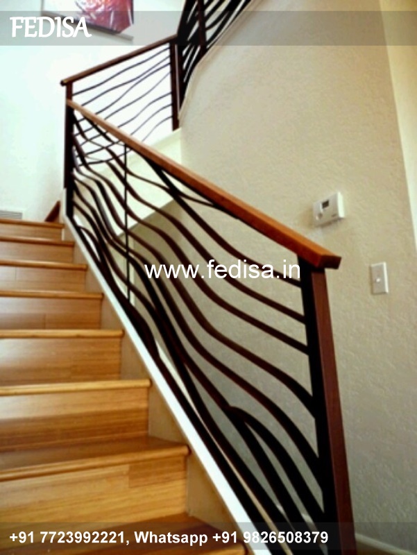 Classic U Shaped Stairs Design Window Ventilator Grill Design Balcony Glass Etching Designs