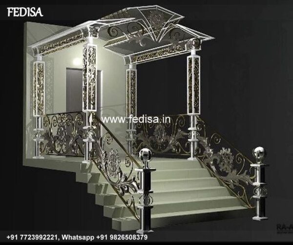 Classic Open Staircase In Living Room Safety Grill Design For Boundary Wall Balcony Laser Cutting Design
