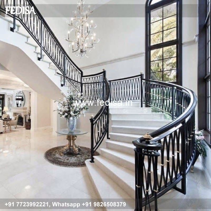 Classic Curved Staircase Design Modern Grill Gate Design Fabrication Grill Design