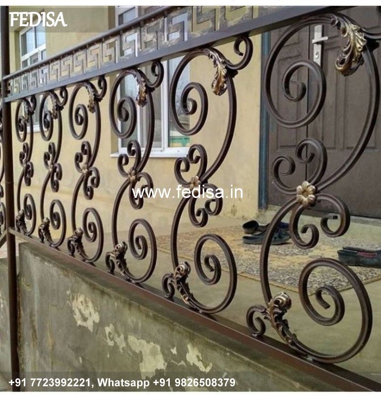 Classic Designer Staircases Iron Khidki Design Front Balcony Glass Design