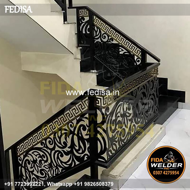 Classic Modern Spiral Staircase Window Balcony Grill Design Laser Cutting Stair Design