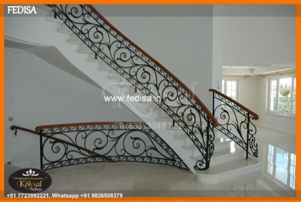 Luxury Round Stair Railing Design Door Iron Grill Simple Design Railing Front Design