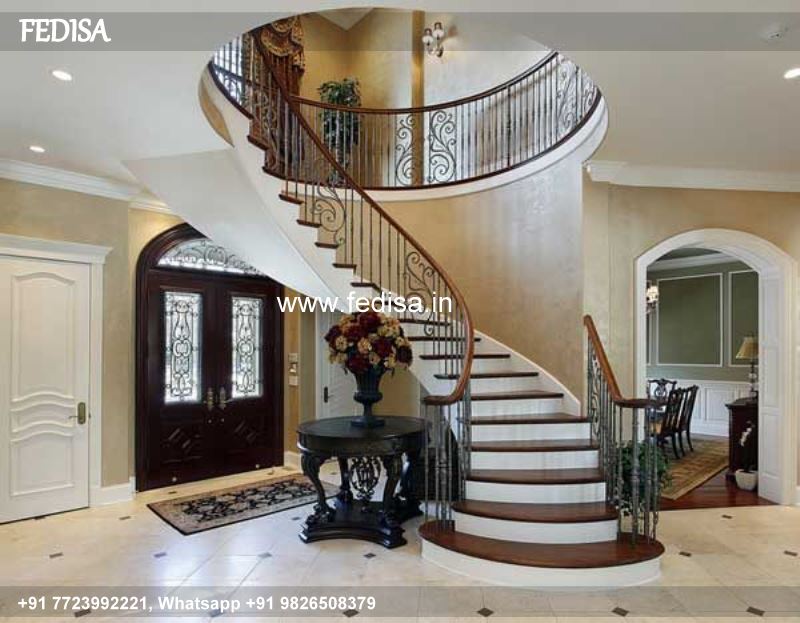 Luxury Round Iron Stairs Design Window Design Steel Grill Roof Railing Plaster Design