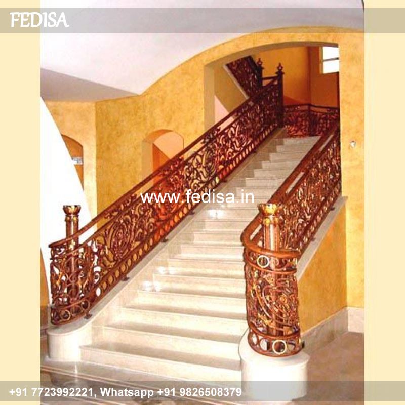 Classic Stairs In Living Room House Front Iron Grill Design Safety Grill For Main Door