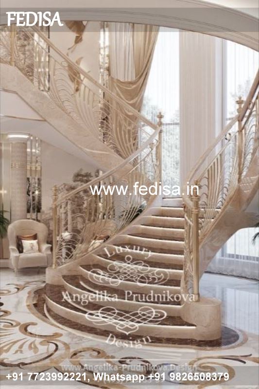 Luxury Winder Stairs Design Wooden Door With Steel Grill Stair Room Design