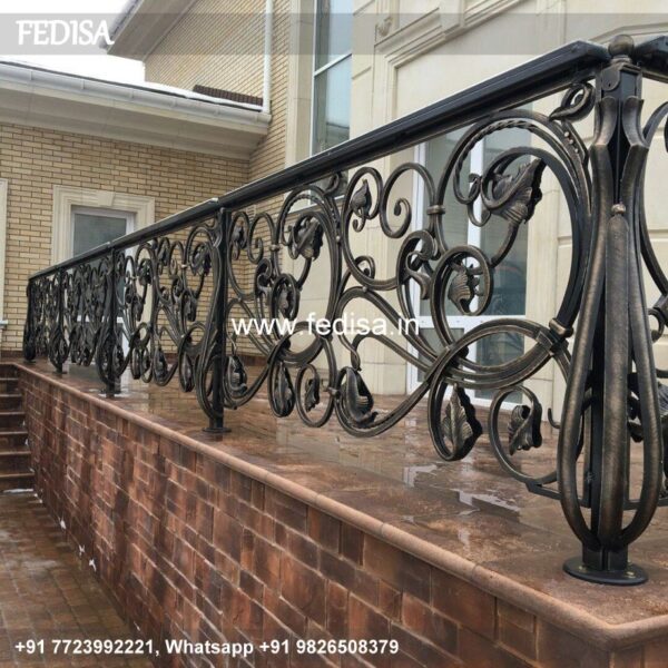 Classic Front Stairs Design Main Door Side Window Grill Design Steel Railing Mirror Design