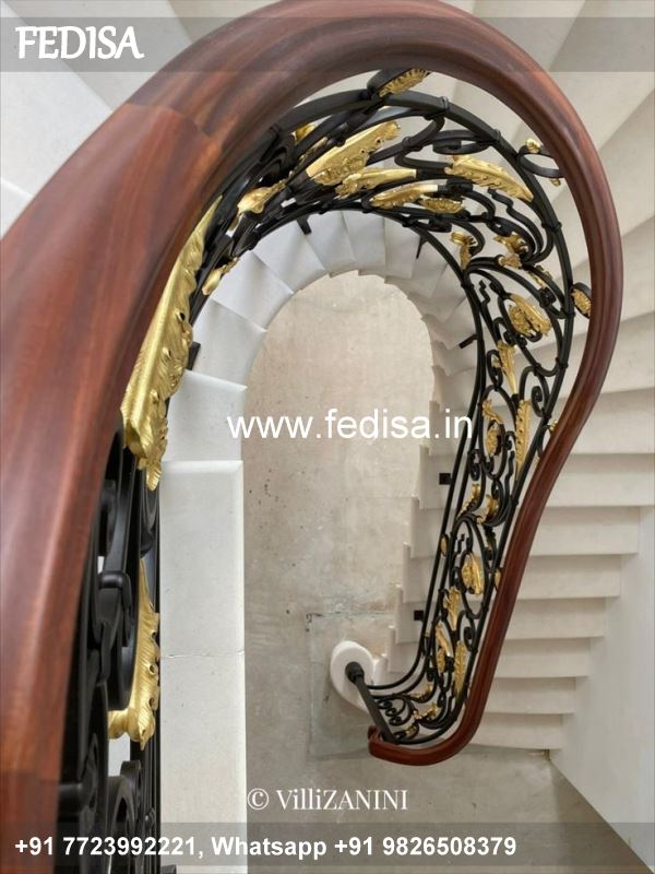 Classic Beautiful Stairs Design Steel Grill For Main Door Terrace Cement Railing Design