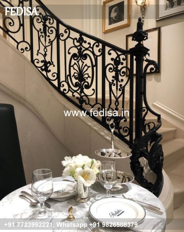 Classic Wood And Metal Staircase Design Door Side Window Grill Design Window Grill Design For Indian Homes