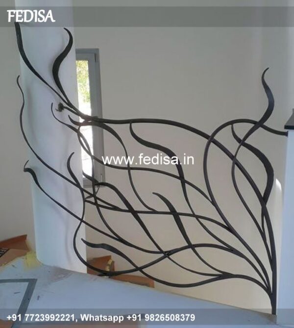 Luxury Double Stairs Design Casting Grill Gate Design Zig Zag Staircase Design