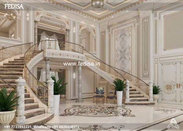 Luxury Staircase Railing Design With Glass Grill Design For Entrance Modern Staircase