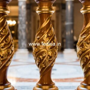 Natural Marble Stone Balusters Brushed Nickel Stair Spindles