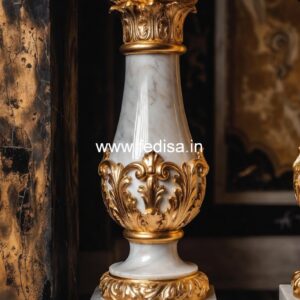 Luxury Garden Marble Baluster Railings Chrome Spindles For Staircase