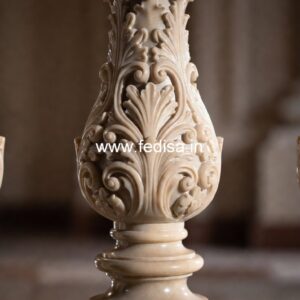 Premium Villa Marble Baluster Designs White Metal Spindles