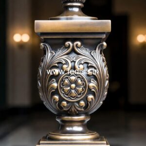 1. Luxury Stone Baluster Designs For Elegant Homes Brushed Metal Stair Spindles