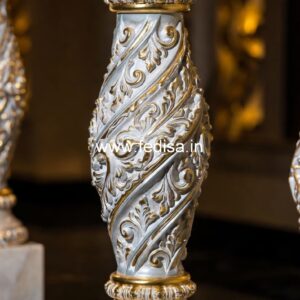 Natural Marble Stone Balusters Gray Deck With White Spindles