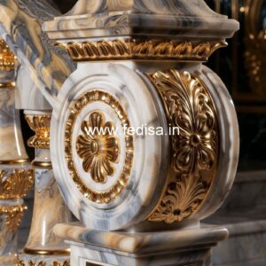 Decorative Exterior Marble Railings LED Balusters