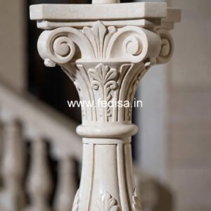 10. High-class Marble Baluster Ideas Thick Wood Balusters