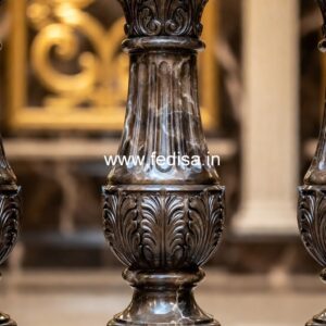 Custom Carved Marble Baluster Designs White Spindles Stained Railing