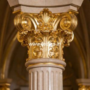 Elegant Architectural Marble Balusters Wood Banister With White Spindles