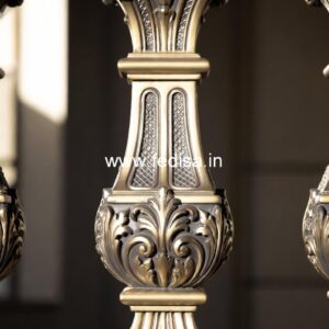 Handcrafted White Marble Railings Hardwood Spindles