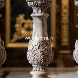 Modern Balcony Marble Railings Wood Baluster Railing