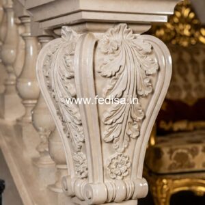 Designer Entrance Marble Balusters White Composite Spindles