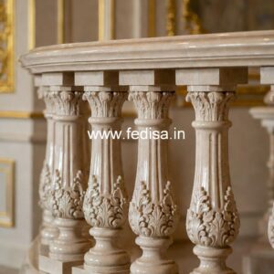 10. High-class Marble Baluster Ideas Staircase White Spindles