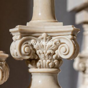 Designer Garden Marble Railings White Staircase With Wrought Iron Spindles