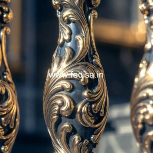 Luxury Staircase Baluster Designs For Villas Wood Stairs With Metal Spindles